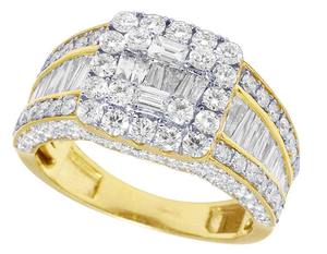 Venta caliente VVS Clarity Moissanite redondo y Baguette Diamante tachonado en S925 anillo de plata para hombres personalizado Iced Out Hip Hop joyería - Product Image 3