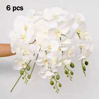 Witte Orchidee Kunstbloemen Realistische Phalaenopsis Zijden Bloemstuk voor Bruiloft Huis Tafeldecoratie