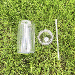 Vaso de viaje portátil de plástico transparente con tapa y pajita para bebidas frías en el coche, venta al por mayor. - Product Image 1