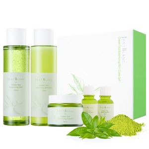 Coffret de soins au thé vert coréen bio JantBlanc, 3 pièces, hydratation du visage, traitement de l'acné, blanchiment, anti-âge, adultes, unisexe, arbre à thé - Product Image 1