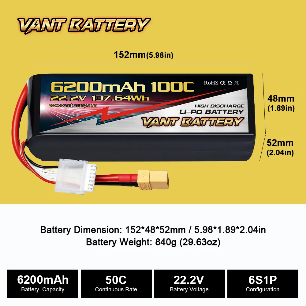 Droni RC batteria Lipo pant 6S 22.2V 6200mAh 100C RC auto camion RC aereo elicottero barca