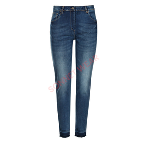 Pantalon en jean extensible élégant pour femmes avec taille haute flatteuse et jambe fuselée moderne idéal pour les tenues quotidiennes à la mode - Product Image 4