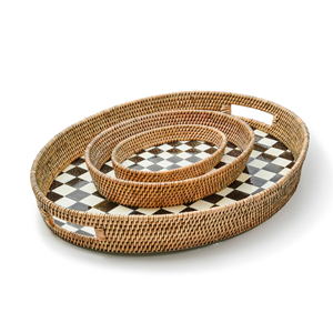 Arrivée chaude ustensiles de cuisine décoration artisanat rotin plateau de service pour la fête article le plus récent plateau en rotin en gros du Vietnam - Product Image 3