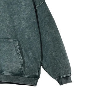 Sudadera con capucha de algodón cálida para invierno, ropa de calle de gran tamaño, técnica de lavado de piedra ácida a la moda, bordado, ajuste holgado sólido - Product Image 3