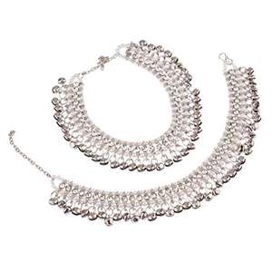 Tobillera de Perlas Kundan para Mujer, Aleación Imitación Rodio, Estilo Nupcial, Clásico, Tradicional Indio, para Bodas y Fiestas - Product Image 3