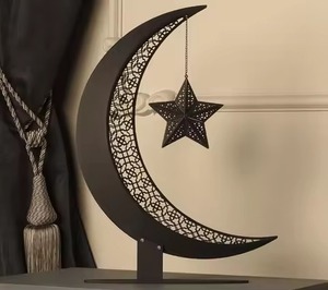 Elegante Decoración de Mesa de Luna de Metal con Estrella Colgante, Centro de Mesa Islámico Hecho a Mano, Decoración para el Hogar, Oficina, Ramadán, Eid - Product Image 1