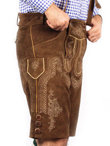Oktoberfest Lederhosen for <b>Men</b> Traditional Authentic German Outfit Wild Brown Genuine <b>Leather</b> Authentic German Lederhosen <b>Men</b> - Product Image 4