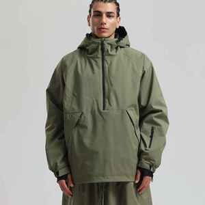 Chaqueta Cortavientos Personalizada con Media Cremallera, Impermeable, Anorak para Nieve, Ropa de Calle Informal, Chaqueta Holgada para Esquí - Product Image 5