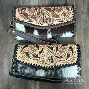 กระเป๋าสตางค์หนังวัวพร้อมสายคล้องข้อมือหรูหราความจุขนาดใหญ่สำหรับผู้หญิงเหมาะสำหรับแฟชั่นตะวันตก - Product Image 1