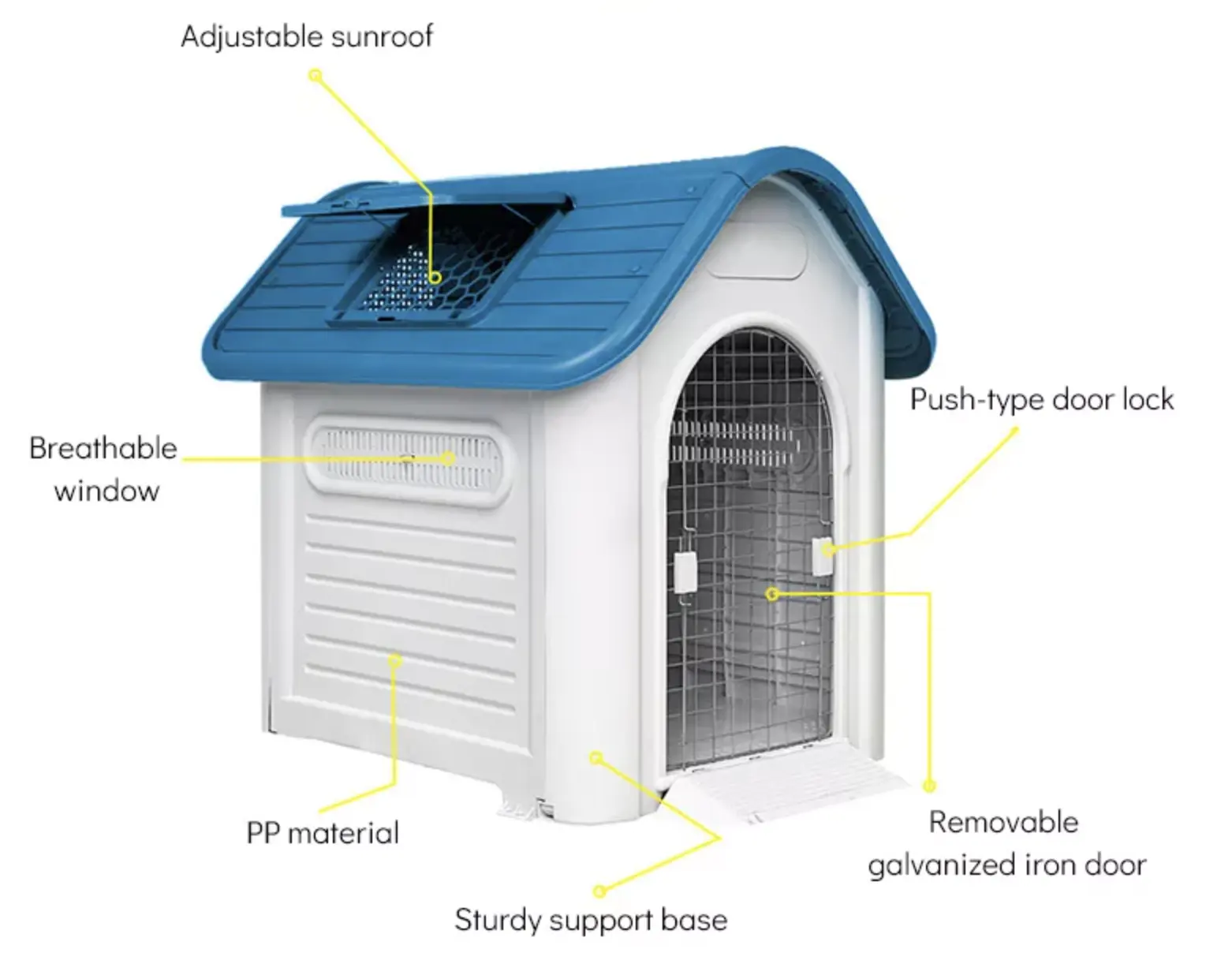 Caseta de plástico para perros, casa de plástico para gatos, fácil de limpiar, para interiores y exteriores, nuevo diseño