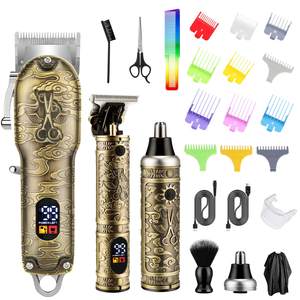 Kit de Barbier Professionnel Sans Fil pour Hommes, Tondeuse à Lame en T Rechargeable par USB, Kit de Coupe de Cheveux Réglable, pour Rasage de Barbe - Product Image 2