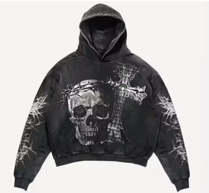 Sweat à capuche surdimensionné pour hommes en coton mélangé doublé polaire imperméable 350 GSM personnalisé sérigraphié aux épaules tombantes - Product Image 1