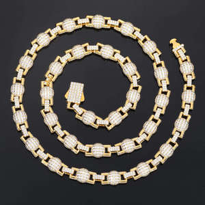 Collar de Cadena de Diamantes de Alta Calidad, Diseño Clásico, Chapado en Oro de 14K, Plata de Ley, Corte Brillante, Estilo Hip Hop para Hombre - Product Image 1
