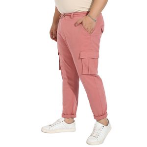 Vente en gros, logo personnalisé, OEM, pantalon cargo avec ceinture de couleur rose pour hommes, pantalon cargo relax de coupe - Product Image 4
