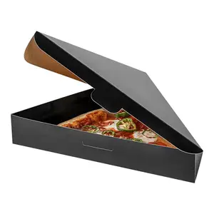 Contenitore di imballaggio personalizzato a buon mercato di alta qualità facile assemblaggio scatola di carta triangolo nero pizza con logo