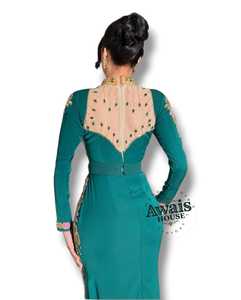 Nouvelle robe de soirée de luxe à sequins et perles, style Empire, coupe trapèze, longueur ras du sol, manches perlées, pour cocktail et mariage, France - Product Image 3