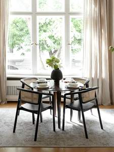 <b>Rattan</b> Hand Woven Cane <b>Dining</b> <b>Chair</b> Solid Wood Material Black Color Modern Design for Cafe Home Restaurant <b>Dining</b> <b>Chair</b> - Product Image 2