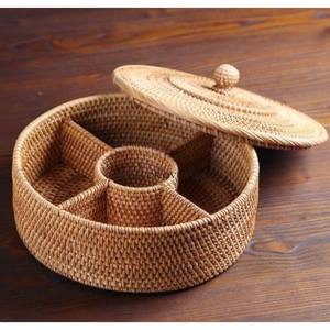 Set Of 2 Rattan Wooden Made Round Shape Luxury Serving <b>Tray</b> With Handles For Best Grip Hotel And Restaurant Table Accessories - Product Image 3