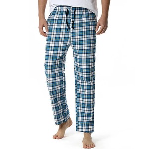 Vente en gros Pantalon de pyjama à carreaux pour hommes, LOGO personnalisé, pantalon de nuit décontracté en flanelle avec cordon de serrage, bas de nuit avec poches - Product Image 5