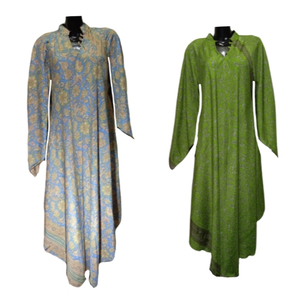 Hermosas nuevas damas verano hasta el suelo multicolor indio bohemio estilo tradicional vestido informal seda Sari botón cremallera encaje - Product Image 1