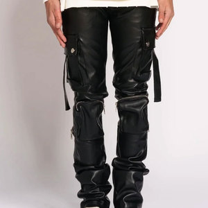 Pantalones de cuero largos hechos a medida 2025, el mejor diseño, ropa de calle de cintura media, venta en línea, precio barato - Product Image 6