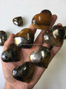 Naturel vente entière en vrac cristal pyrite Quartz doré coeur guérison méditation décor à la maison sculpté pierres précieuses Lions porte Quartz amour - Product Image 4