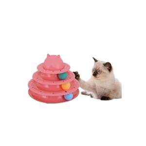 Juguete Interactivo para Gatos con Bola Redonda Rosa de 3 Niveles, Juguete de Movimiento para Mascotas para la Diversión Felina - Product Image 3