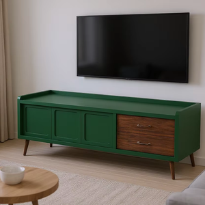 Centro de entretenimiento de diseño minimalista de madera maciza hecho en Indonesia para muebles de apartamento, muebles de interior - Product Image 1