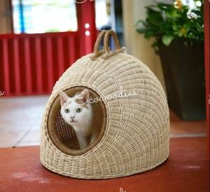 Nueva llegada encantador Natural para perros y gatos materiales de ratán cama para mascotas estilo minimalista casa para mascotas elegante cesta para mascotas - Product Image 1