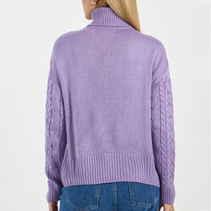 Sweat-shirt surdimensionné en molleton de coton pour femme, col rond, hiver, avec logo personnalisé sur le devant - Product Image 4