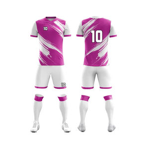 Nuevo OEM 100% Poliéster Sublimación Fútbol Jersey Set Secado rápido Transpirable Equipo personalizado Uniforme de fútbol Jersey en blanco - Product Image 4