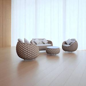 ชุดเฟอร์นิเจอร์หวายเทียม ROSF-036หวายโพลีหวายกันน้ำสำหรับลานบ้านพักผ่อนกลางแจ้งที่นั่งรูปพระจันทร์ออกแบบให้เป็นรูปพระจันทร์สำหรับห้องนั่งเล่น - Product Image 6