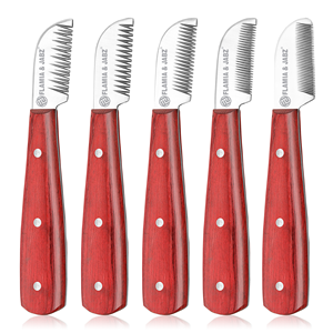 Peines de madera de acero inoxidable para mascotas, cuchillos peladores para abrigos de perros y gatos para Terriers, cuchillos de cardado para aseo de mascotas - Product Image 1