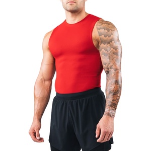 Camiseta sin mangas elástica de poliéster 90% y elastano 10% con recortes, estilo urbano, para culturismo, running y fitness, al por mayor - Product Image 2