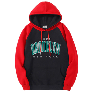 2025 New York couleur Collision à capuche unisexe dessin animé imprimé manches raglan coupe ample polaire chaud sweat à capuche Streetwear - Product Image 2