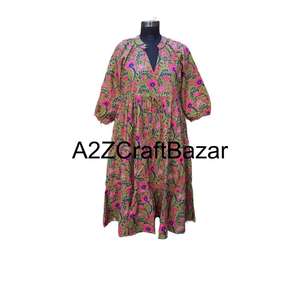 Robe maxi en coton 100% pur, écologique, faite à la main, à fleurs, respirante, confortable, facile à porter au quotidien - Product Image 1