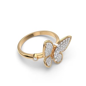 Bague en or blanc 14 carats avec diamants ronds cultivés en laboratoire pour l'amour Bague Hip Hop en diamant rond écologique Cadeau pour elle - Product Image 4