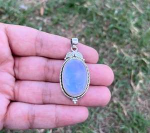 925 Sterling Silver Classic Oval Cut Moonstone Pendant Wholesale Fine Pendants & <b>Charms</b> for Anniversary Love Gifts - Product Image 2