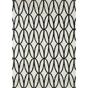Tapis en laine tufté à la main Contour Ivory, motif géométrique, tapis rectangulaire pour couloir, pour adolescents, largeur 4m, viscose pour salon - Tra-14595 - Product Image 1