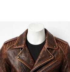 Blouson en cuir de moto de style vintage de haute qualité avec doublure en fausse fourrure, boutons et fermeture éclair Luxel, approvisionnement ODM - Product Image 2