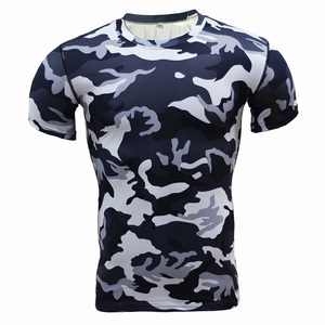 Camiseta de manga corta de entrenamiento para hombre, camisetas atléticas de camuflaje para correr, Fitness, gimnasio, venta al por mayor - Product Image 5