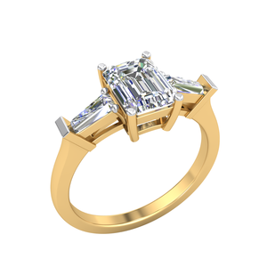 Anillo de compromiso/boda de oro de 10 quilates para mujer con 1.76cts VS Clarity EF Color Lab Grown Emerald Cut Diamond IGI Certified Jewelry - Product Image 1