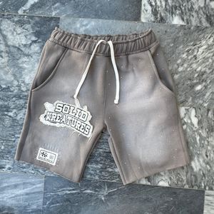 Short de jogging en coton éponge pour homme, style street, avec broderie en strass et décoloration au soleil, vente en gros de shorts de jogging en coton - Product Image 5