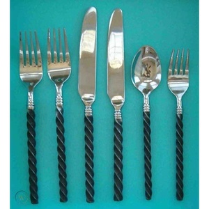 Couverts de banquet de mariage en acier inoxydable poli or rose royal de luxe avec poignée audacieuse ensemble de couverts cuillère et fourchette - Product Image 3