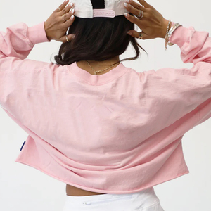 Maillots Crop Spirit de haute qualité personnalisés pour femmes col rond manches longues solide personnalisation complète grande taille court prix pas cher - Product Image 2