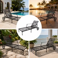 Chaise longue en aluminium moderne, durable, résistante aux intempéries et confortable pour les ensembles de jardin, les repas en plein air et les parcs