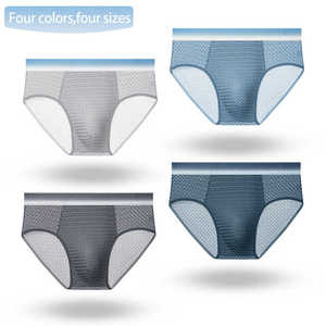 [4 pièces par boîte] sous-vêtements en soie de glace hommes culottes Sexy adulte confortable respirant slips sous-vêtements triangulaires - Product Image 2