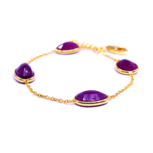 Pulsera de cadena de eslabones de Plata de Ley 925 para mujer, piedra preciosa chapada en oro de Rubí, estilo clásico ajustable para fiesta o regalo - Product Image 4