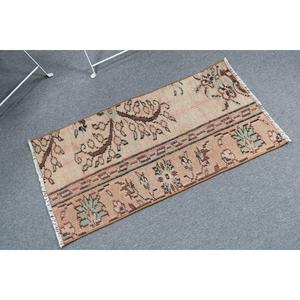 Rug, 1.6x3.2 ft Turkish Rug, <b>Brown</b> Abstract Rug <b>Wool</b> - Product Image 2