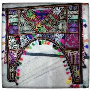 Voilage de fenêtre patchwork vintage fait main, décoration ethnique, tapisserie murale, rideaux et cantonnières - Product Image 4